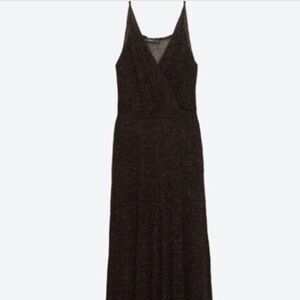 VERO MODA Metallic Crossover Slinky Disco Strappy Crop Jumpsuit